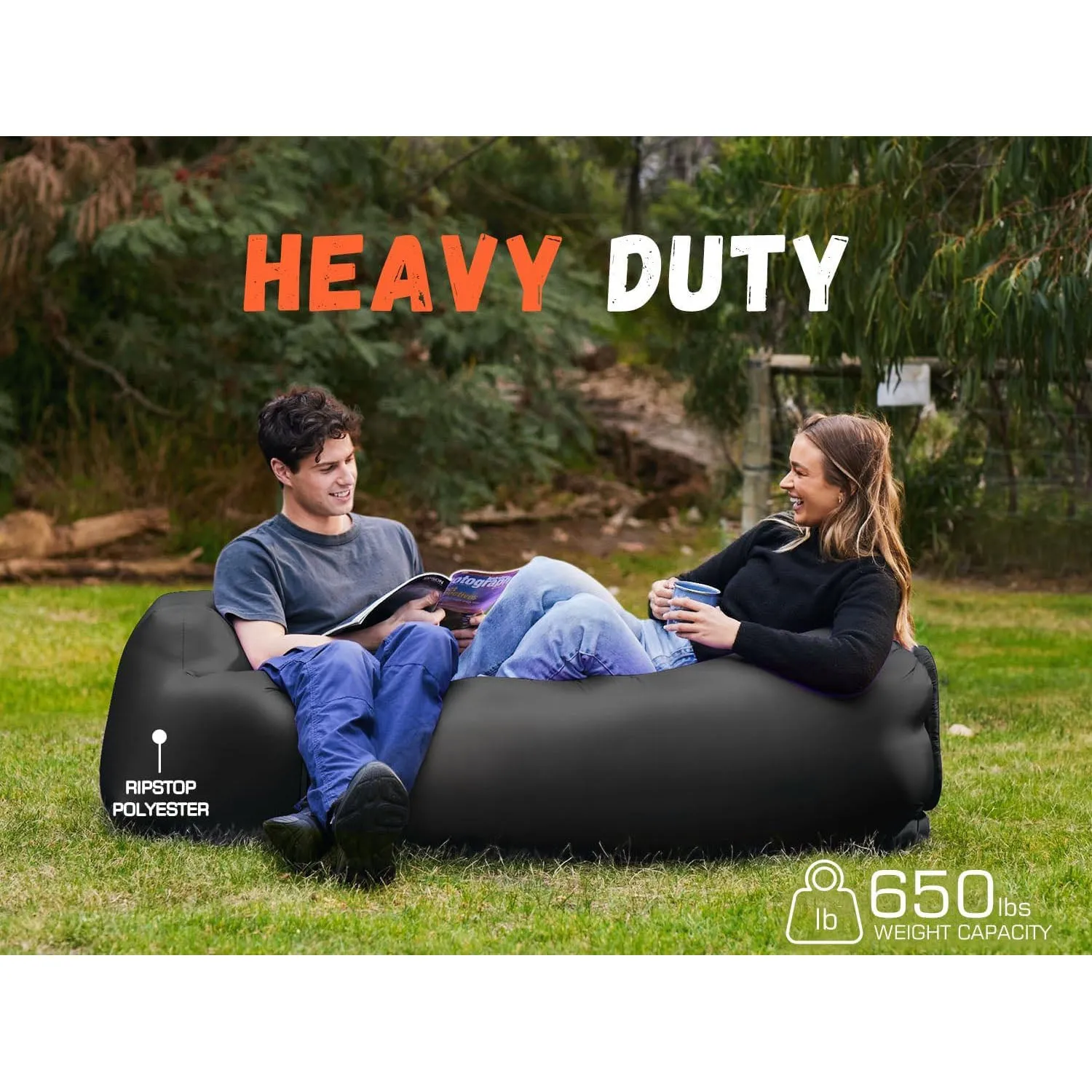 Inflatable Lounger Air Sofa Chair, Portable Waterproof Couch for Hiking, Picnics, Outdoor