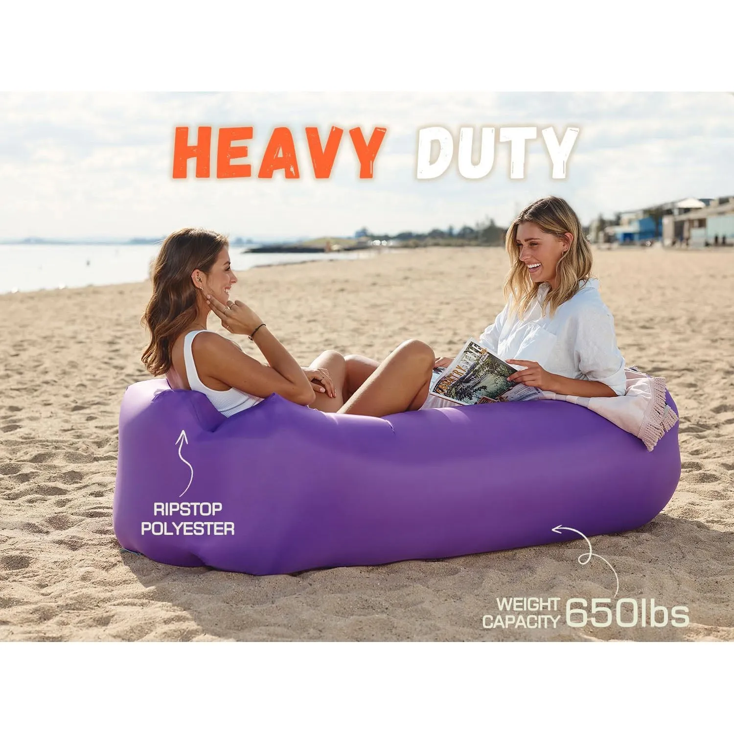 Inflatable Lounger Air Sofa Chair, Portable Waterproof Couch for Hiking, Picnics, Outdoor