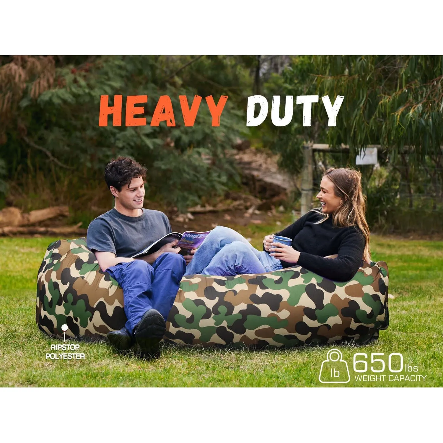 Inflatable Lounger Air Sofa Chair, Portable Waterproof Couch for Hiking, Picnics, Outdoor