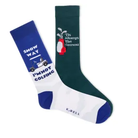 K.Bell Men's Snow Way Golfing Crew Sock Two Pair Pack