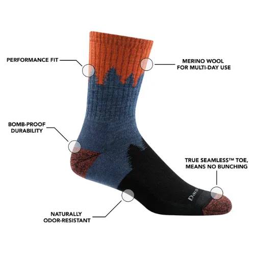 Men's Number 2 Micro Crew Midweight Hiking Sock by Darn Tough