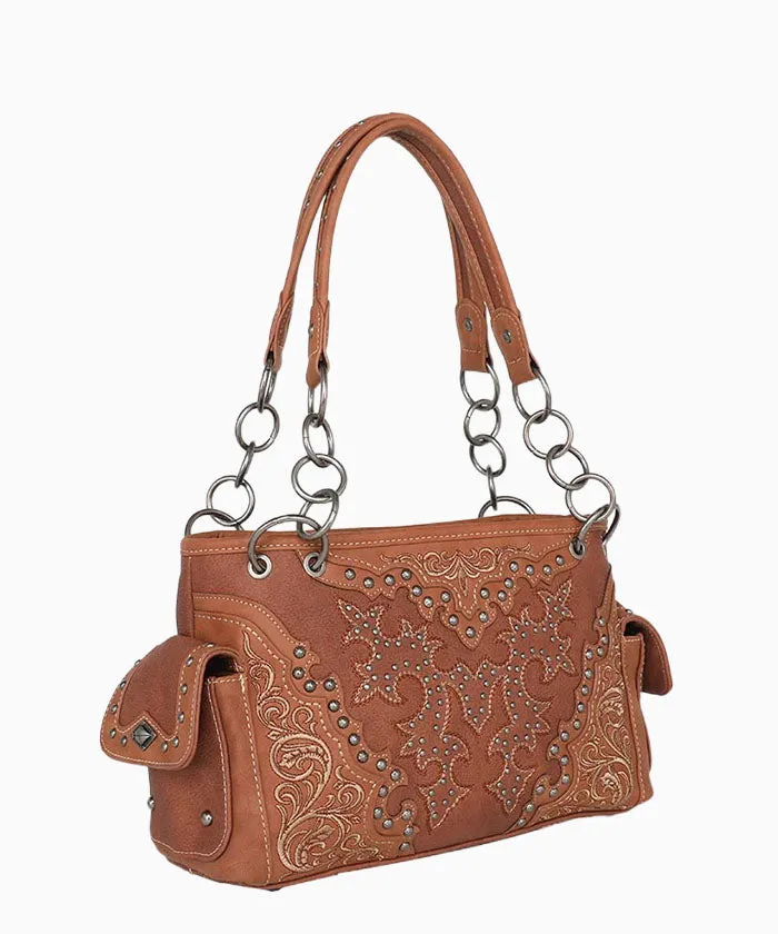 Montana West Boot Scroll Embroidered Carry Satchel