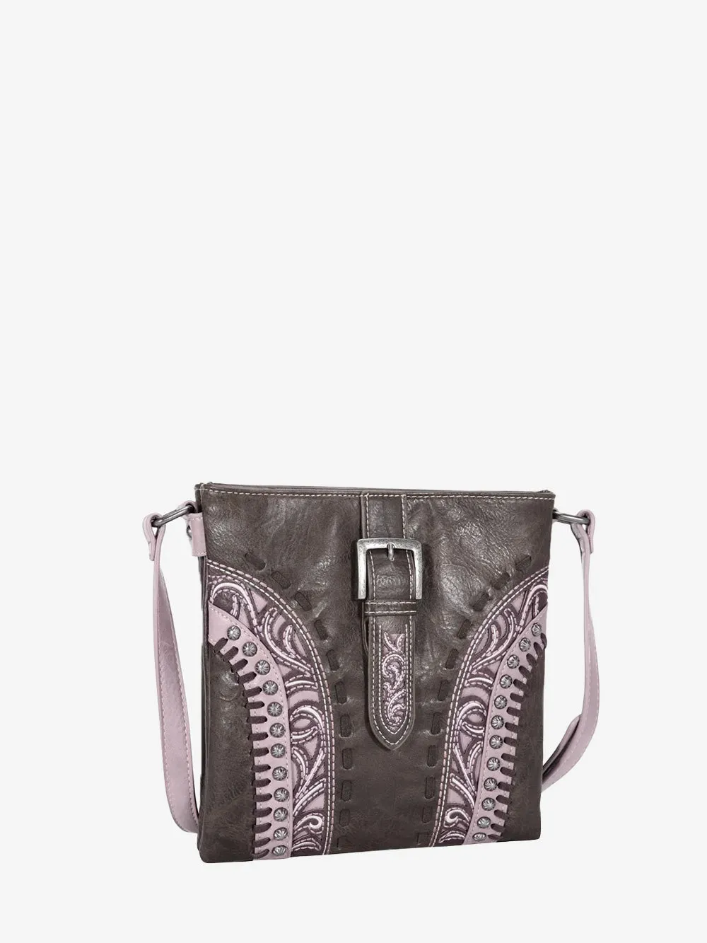 Montana West Embroidered Cut-out Boot Scroll Buckle Crossbody Bag