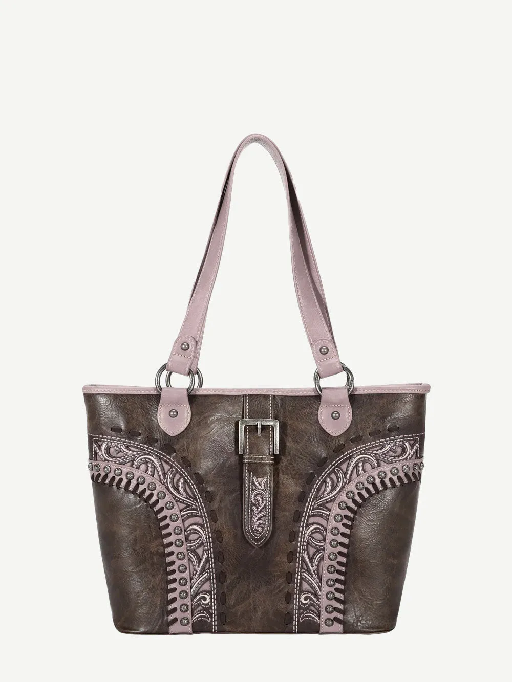 Montana West Embroidered Cut-out Boot Scroll Buckle Tote Bag