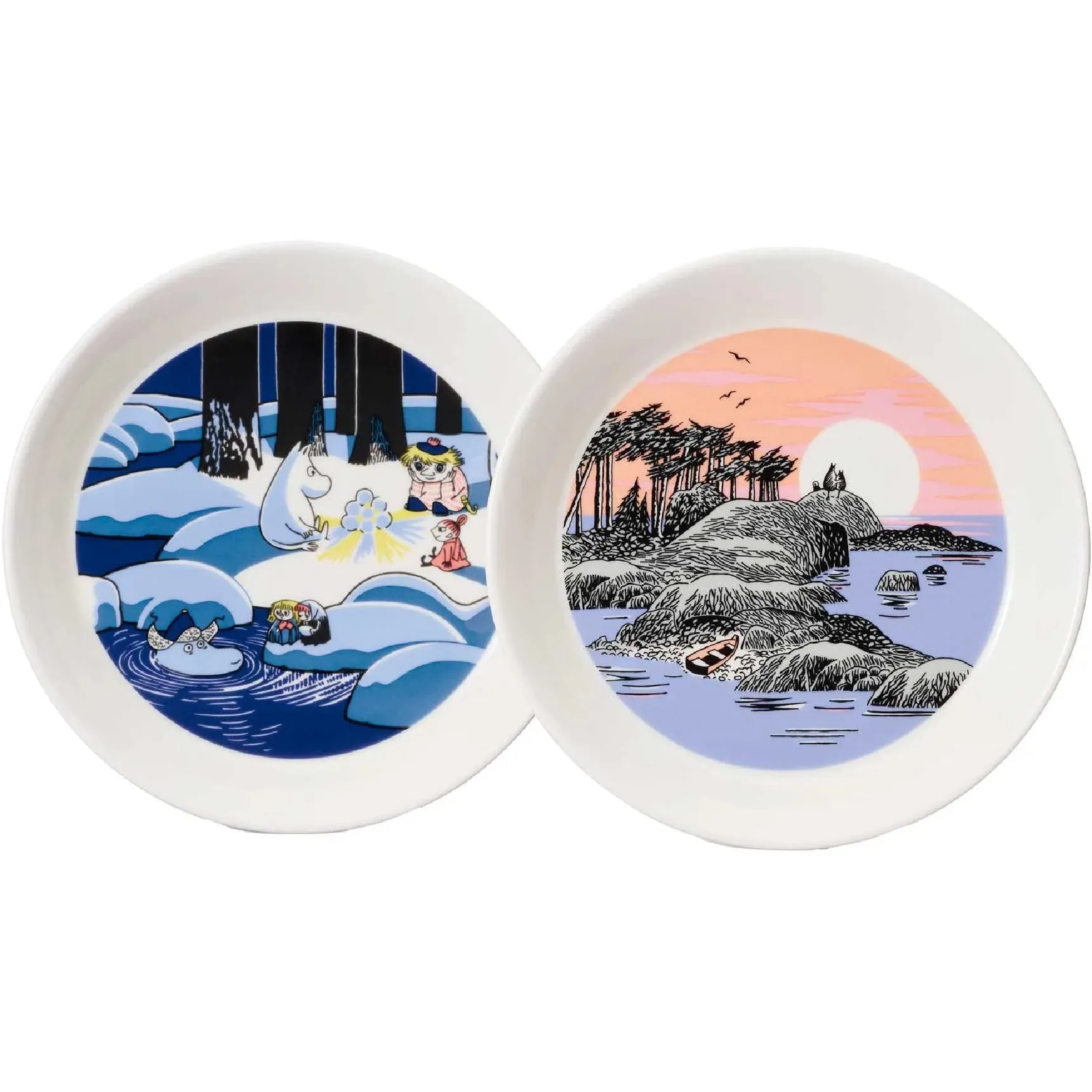 Moomin Collector's Edition Plates 2-pack 2023:  Snow Lantern & Moomin's Day