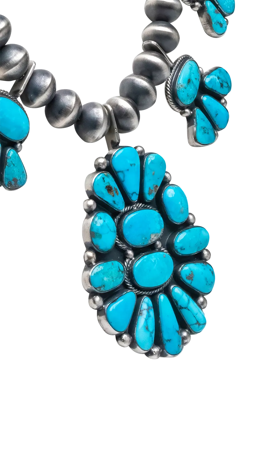 Natural Morenci Turquoise Squash Blossom & Earring Set | Andy Martin