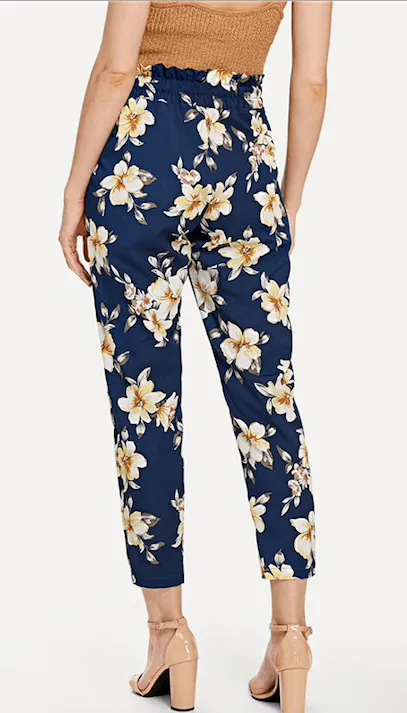 NEEVA NAVY FLORAL ANKLE PANTS