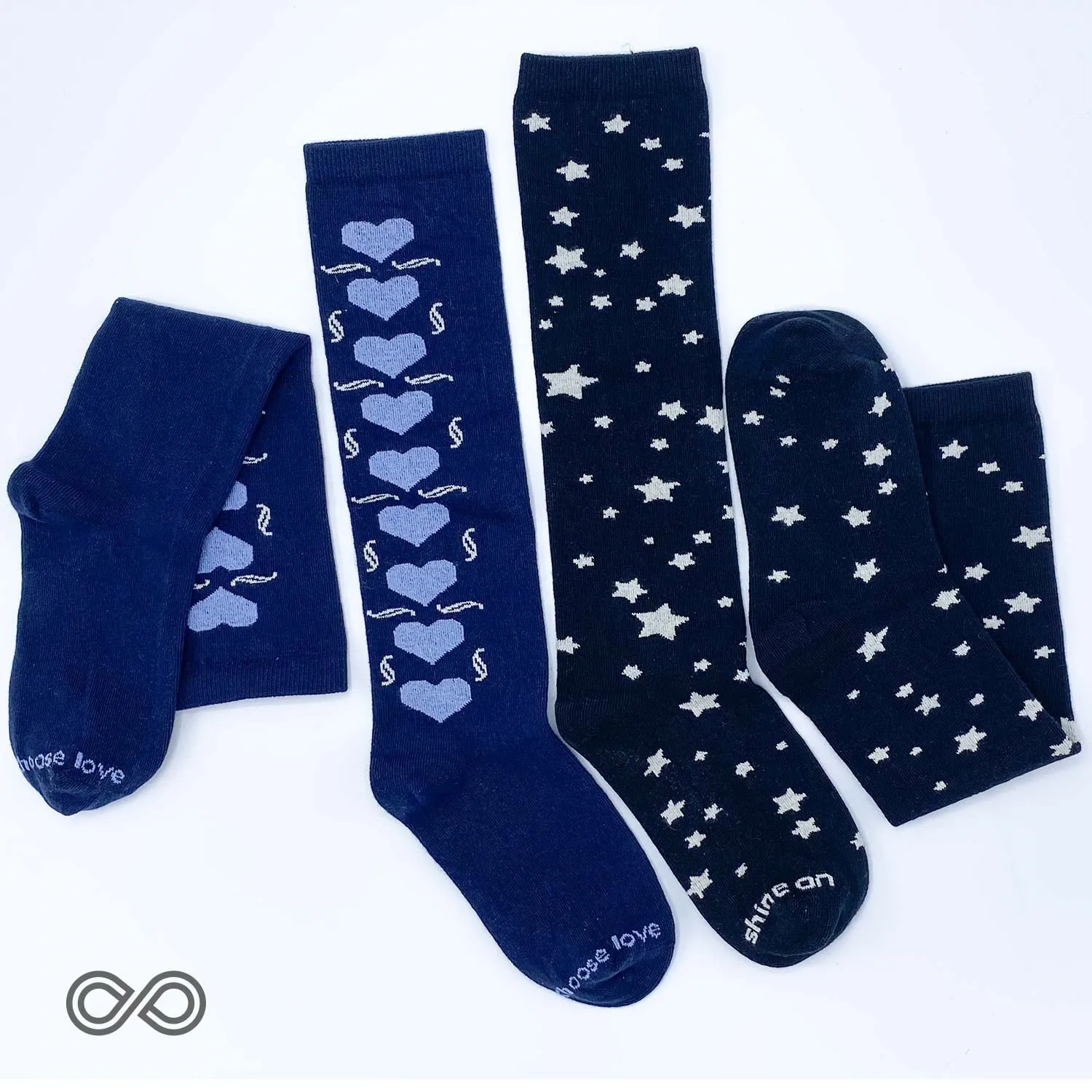 NEW HAVEN Organic Cotton Knee-High Socks (Mantra) (One Pair) (Grown & Made in USA)