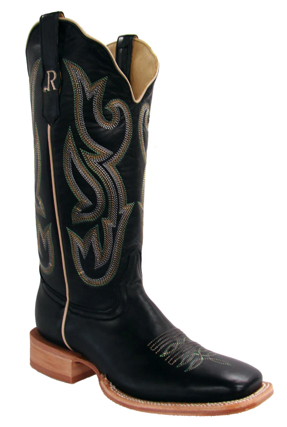 On Sale Black Sinatra Cowhide Broad Square Toe Boots for Women from R. Watson Boots