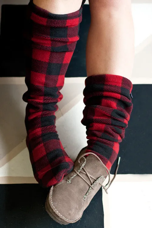 Over The Knee Fleece Socks - Lumberjack