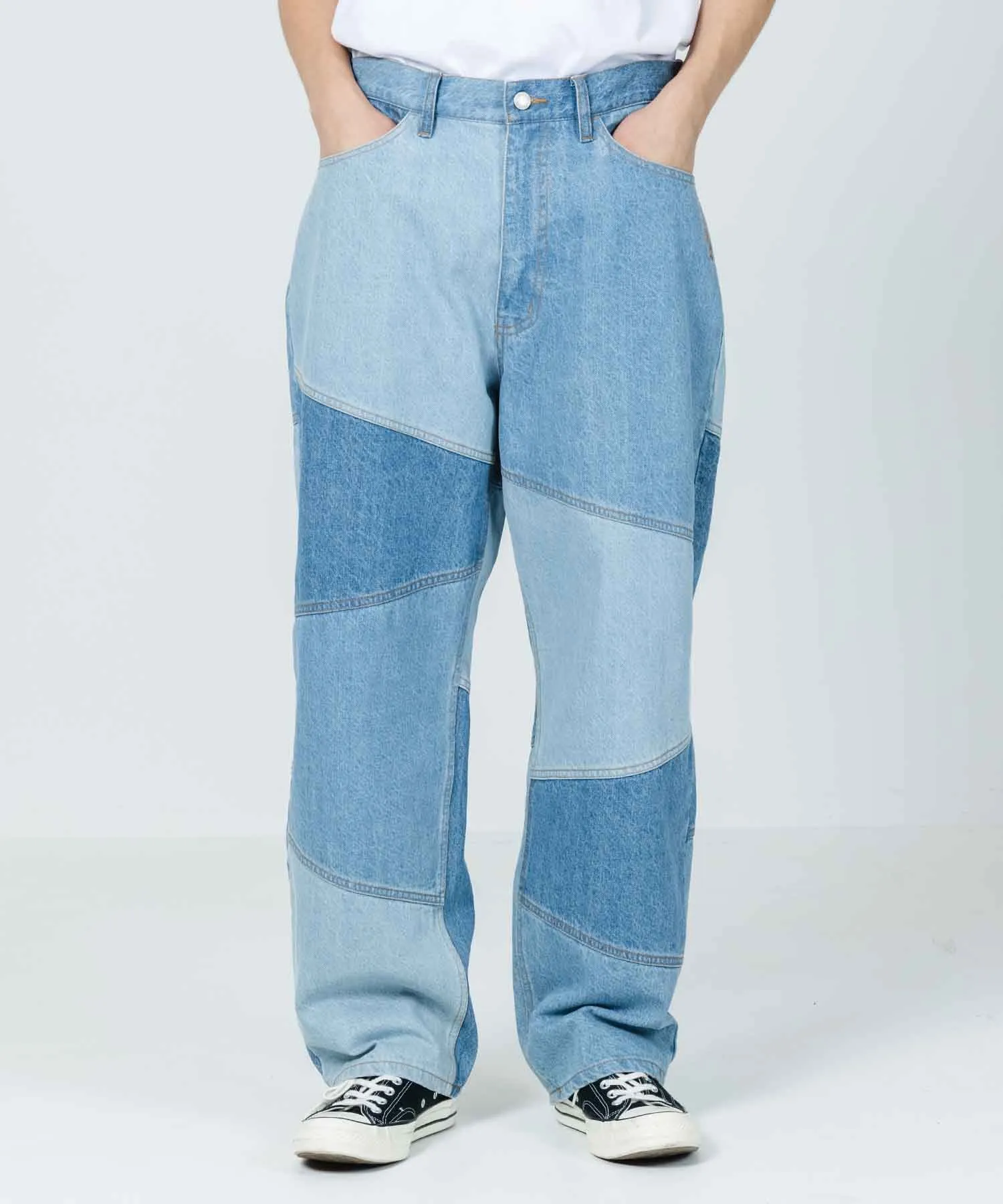 PANELED WORK DENIM PANTS