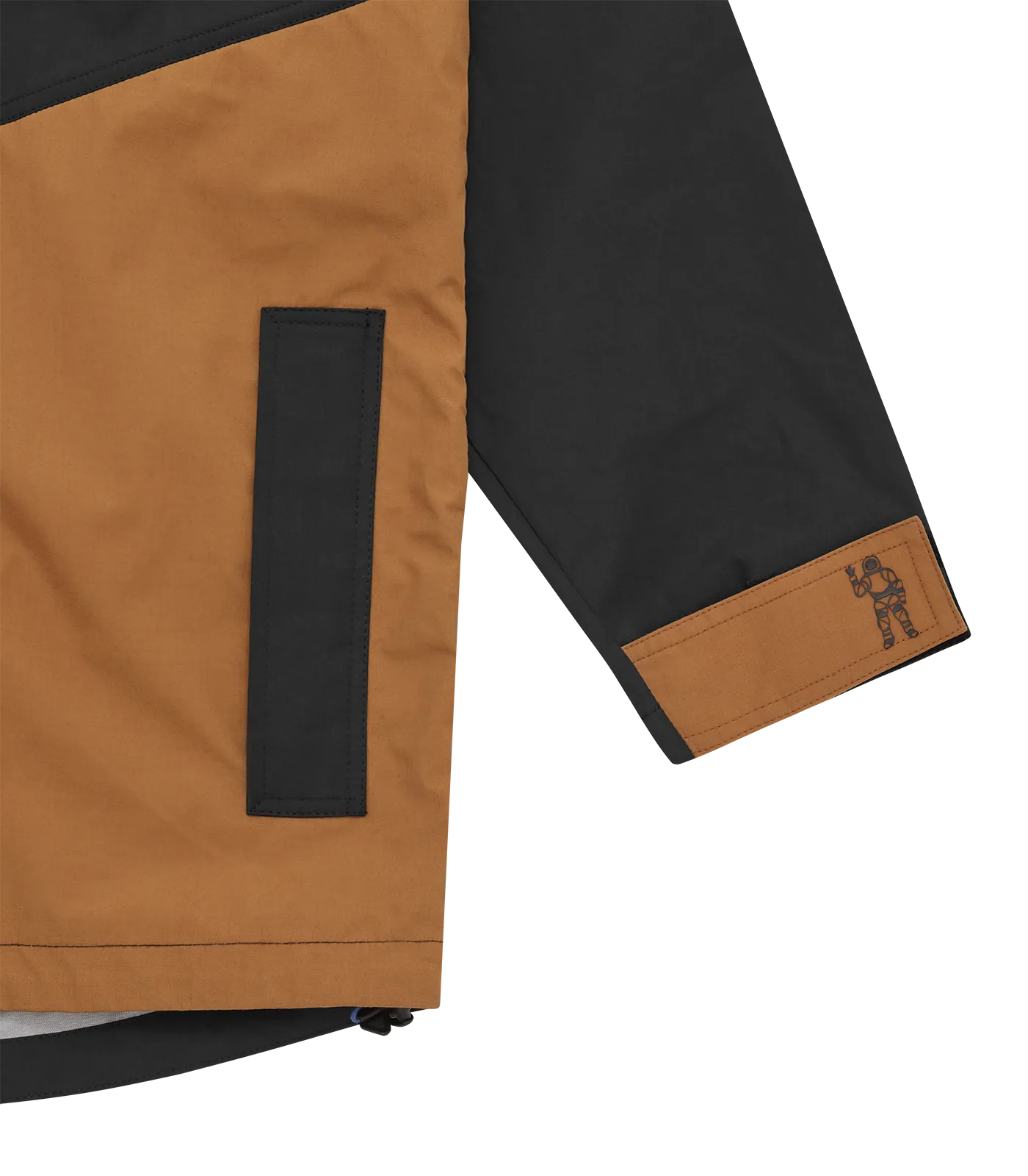 PANELLED RAIN JACKET - BLACK/BROWN