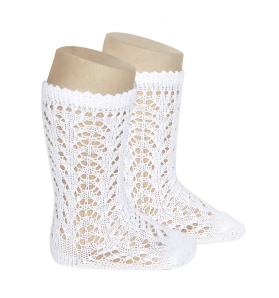 Perle Openwork Crochet Knee-High Socks (more colors available)