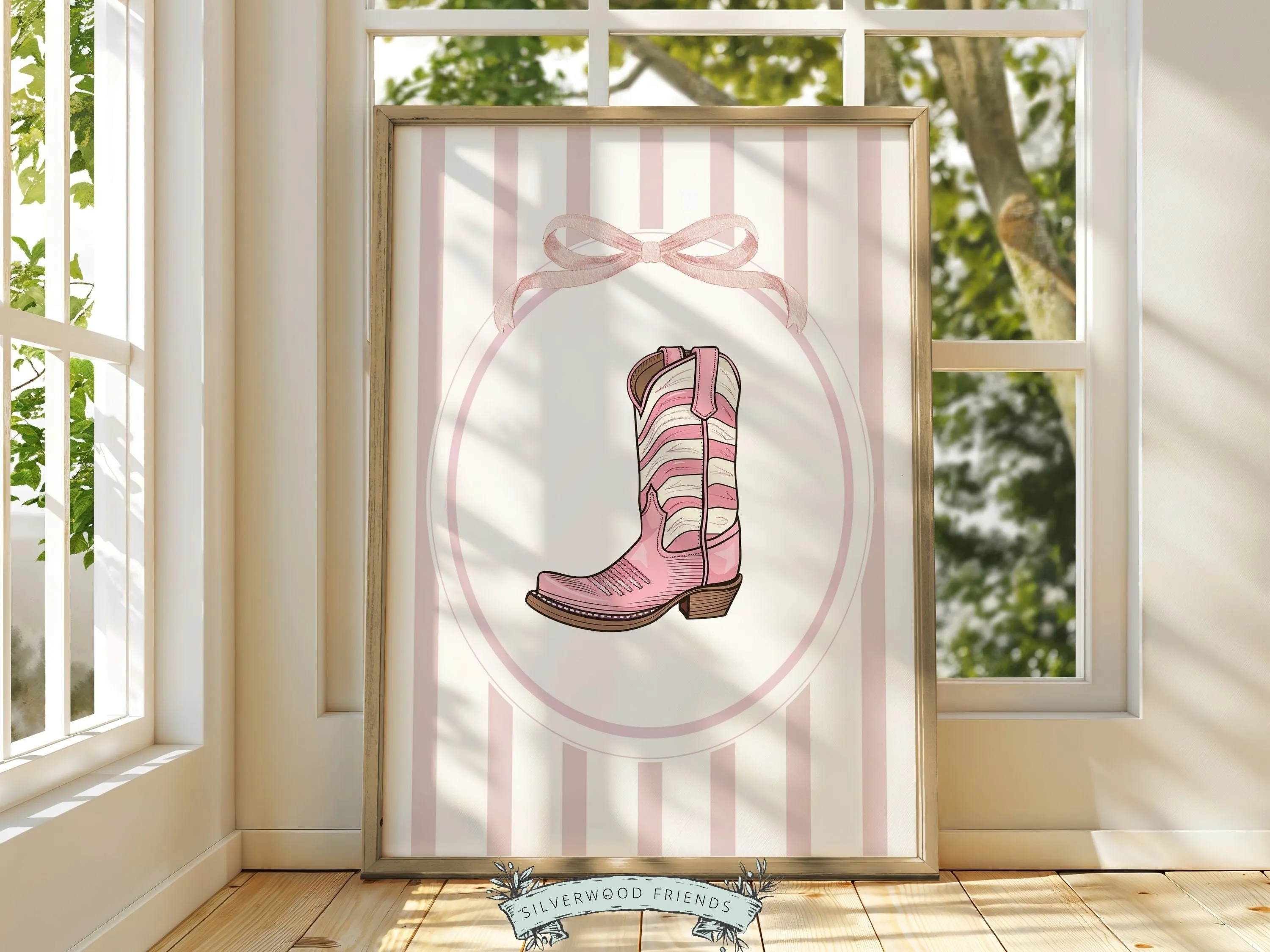 Pink Coquette Cowgirl Boot Prints - Set of 3