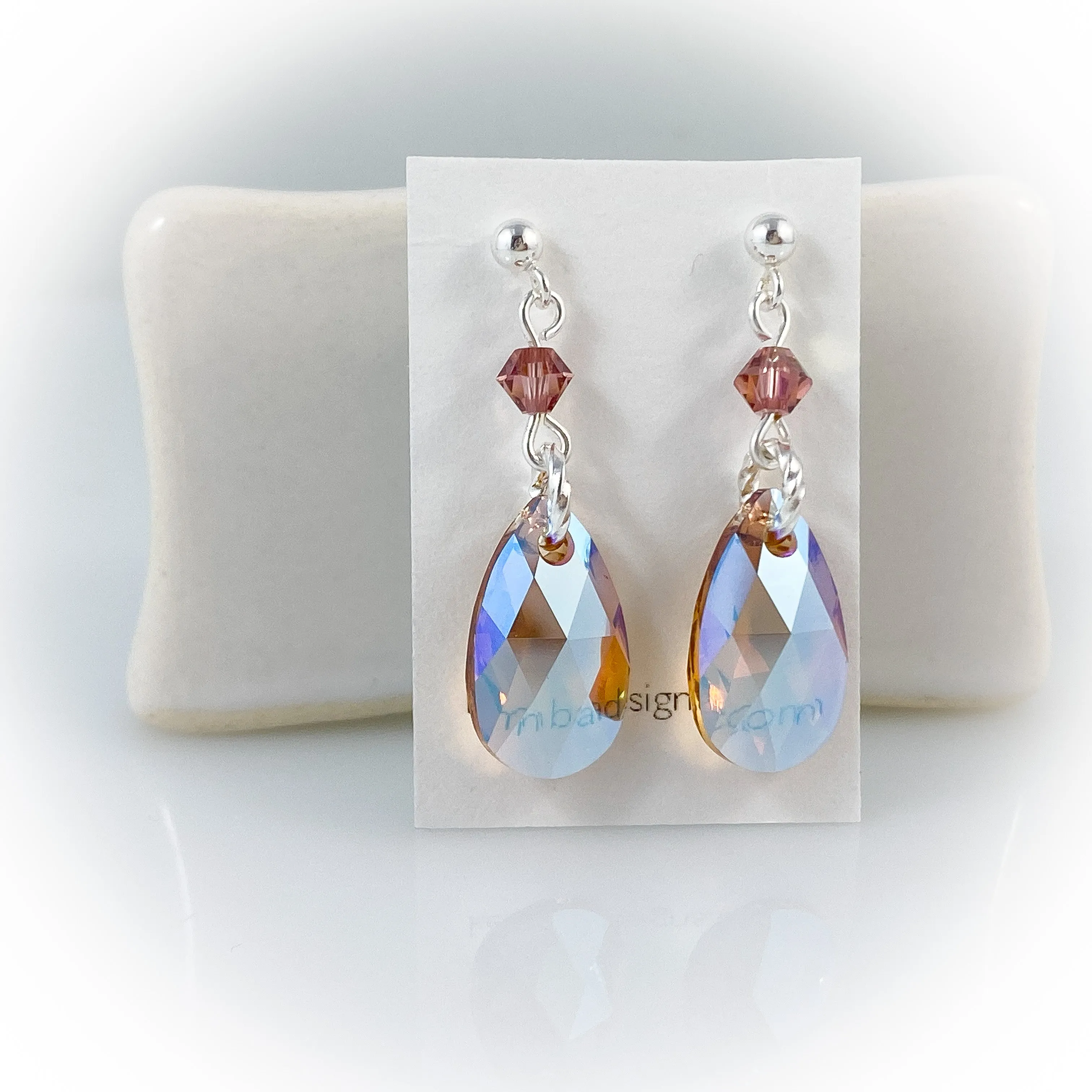 "Crystal Rain" (Peachy) Earrings