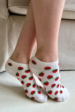 Red Strawberry Ankle Socks