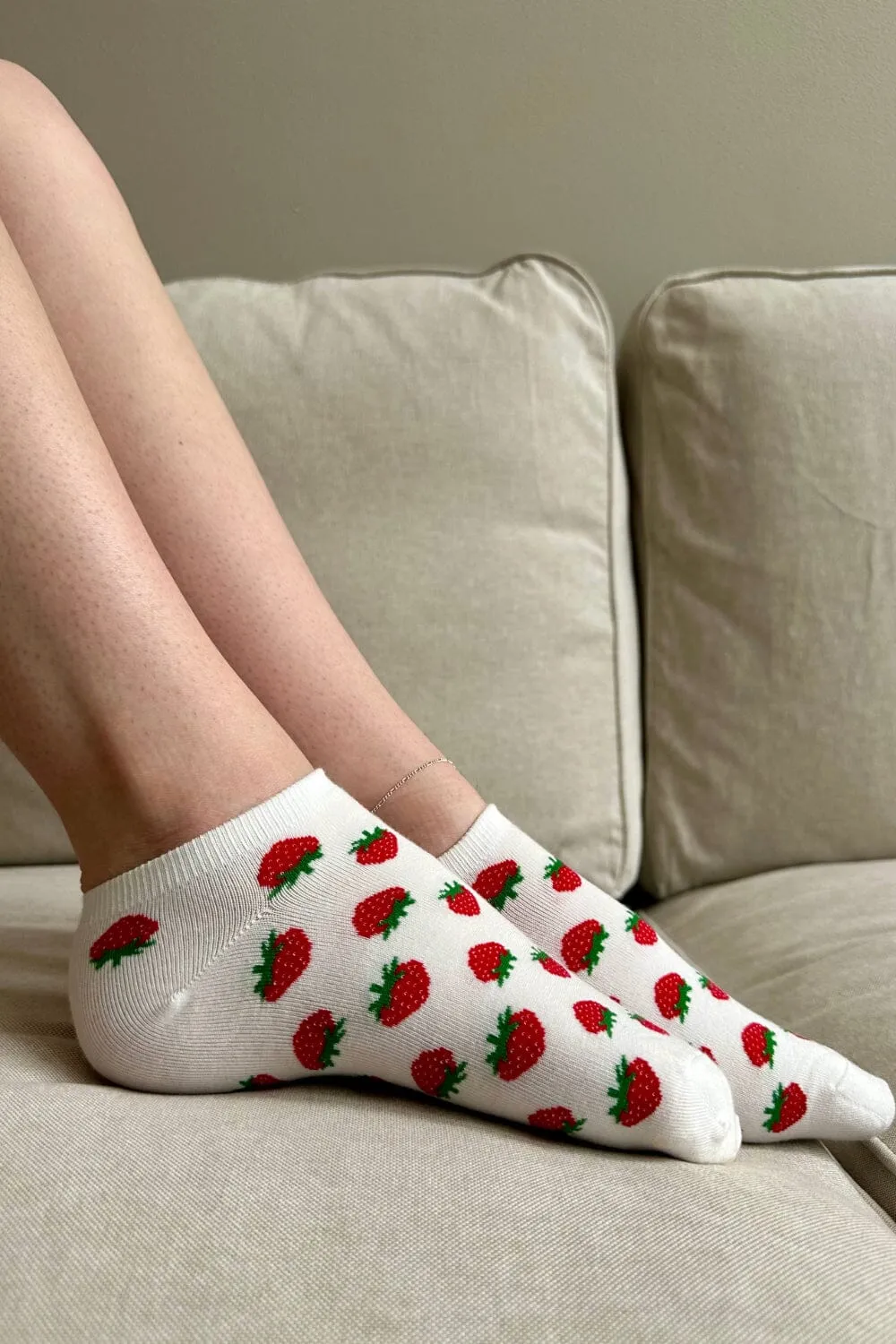 Red Strawberry Ankle Socks