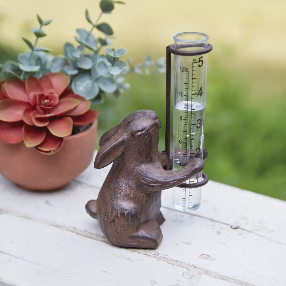 Rustic Bunny Rain Gauge