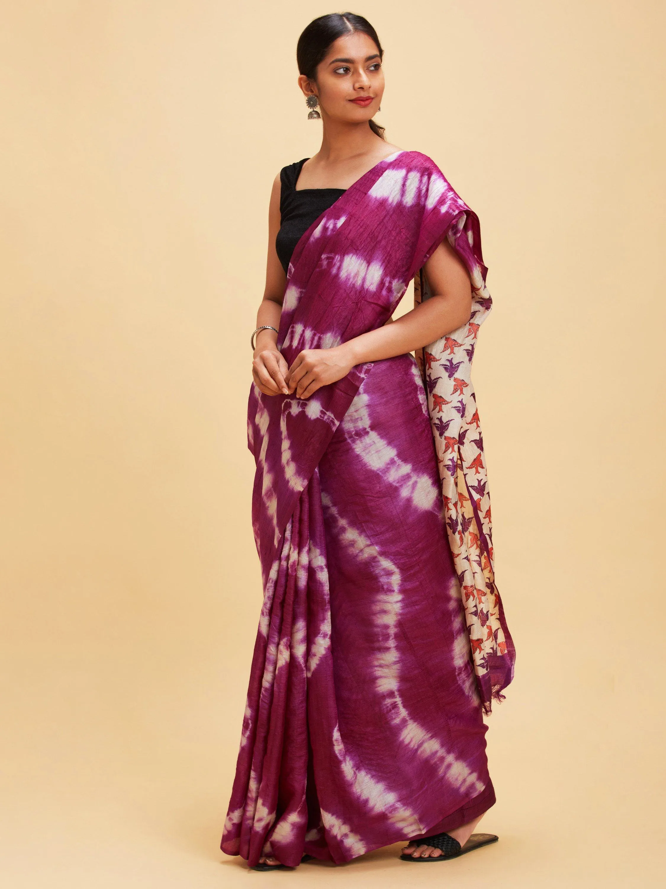 Shibori work Tussar silk saree