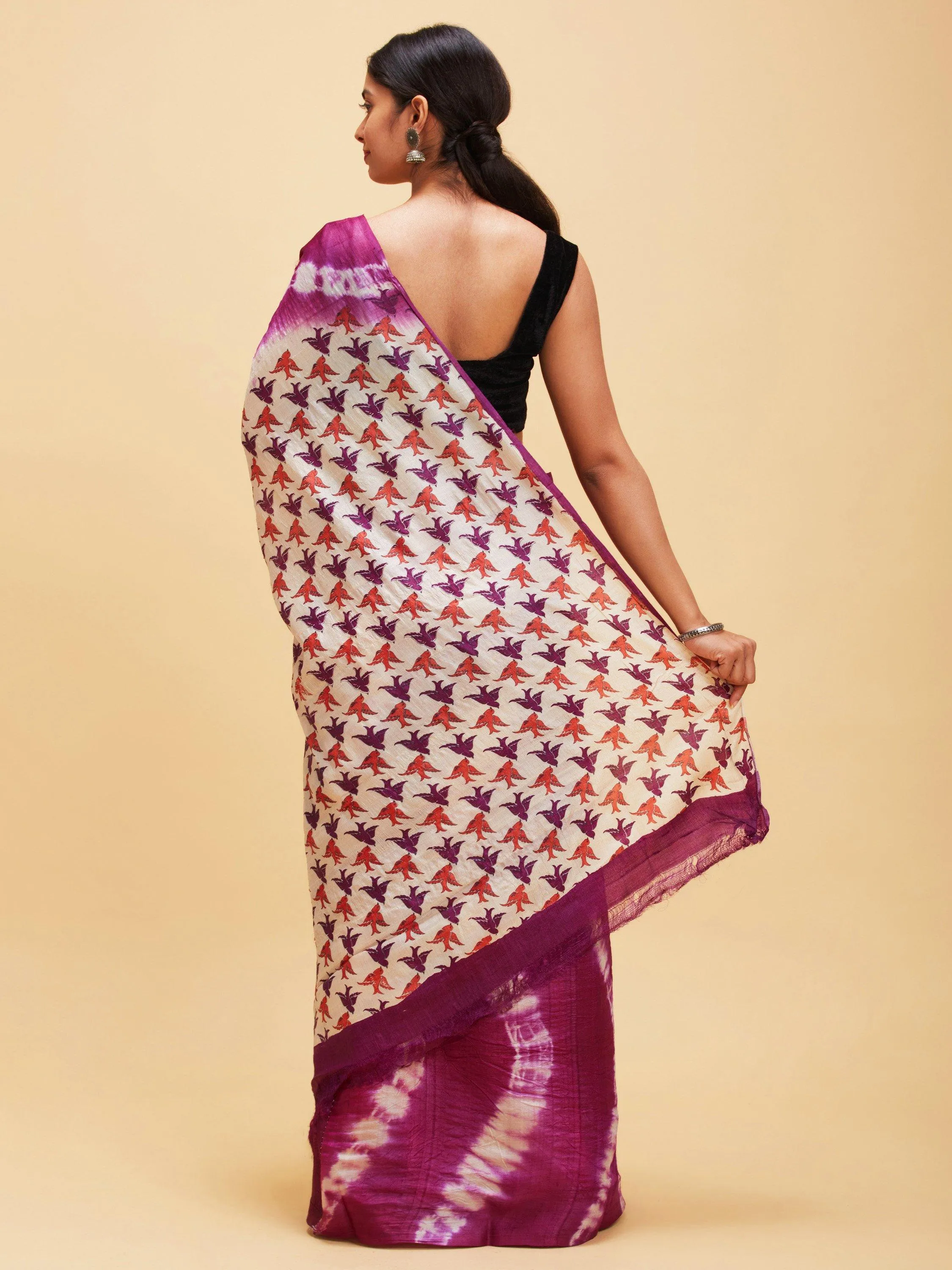 Shibori work Tussar silk saree