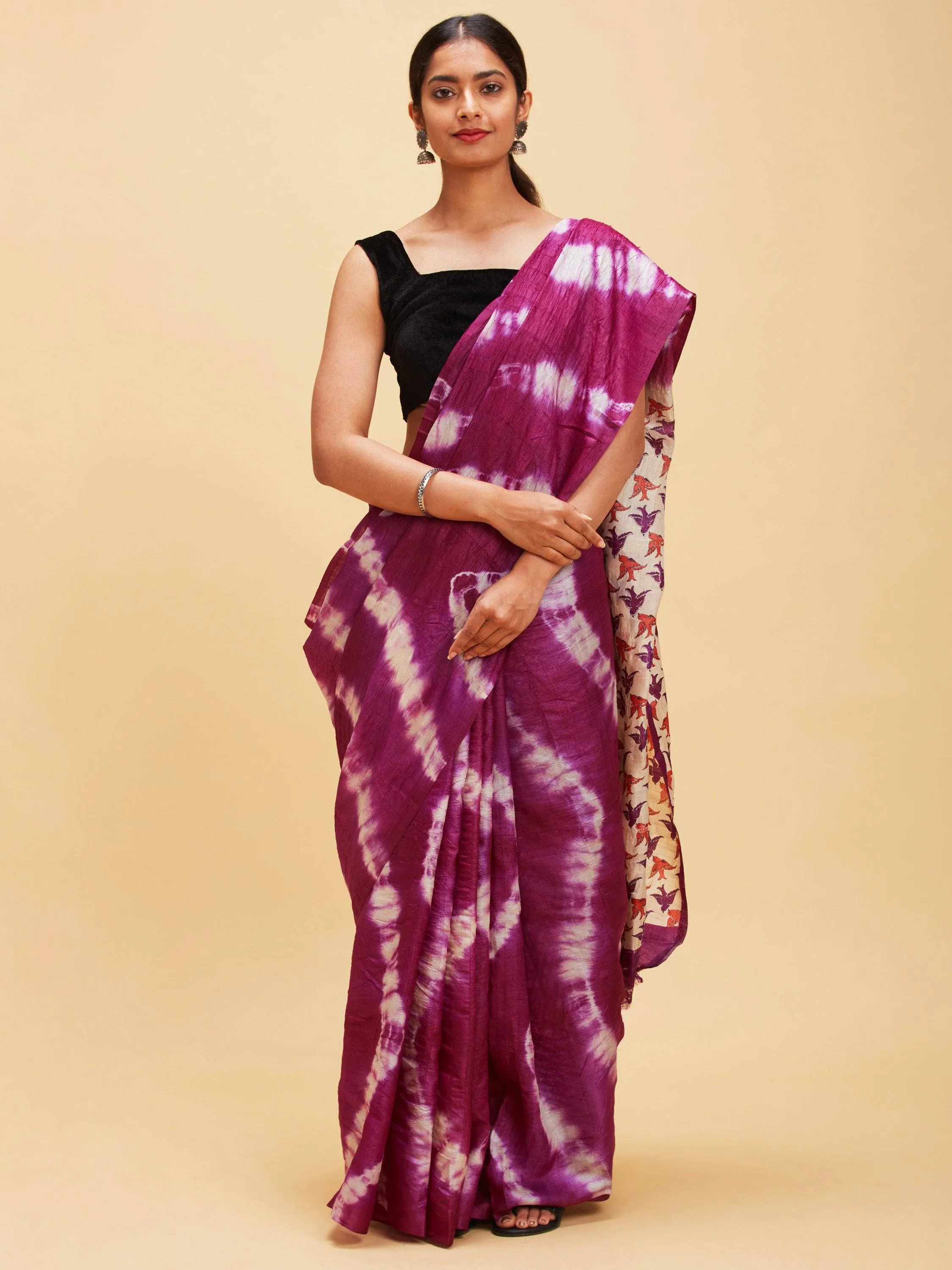 Shibori work Tussar silk saree