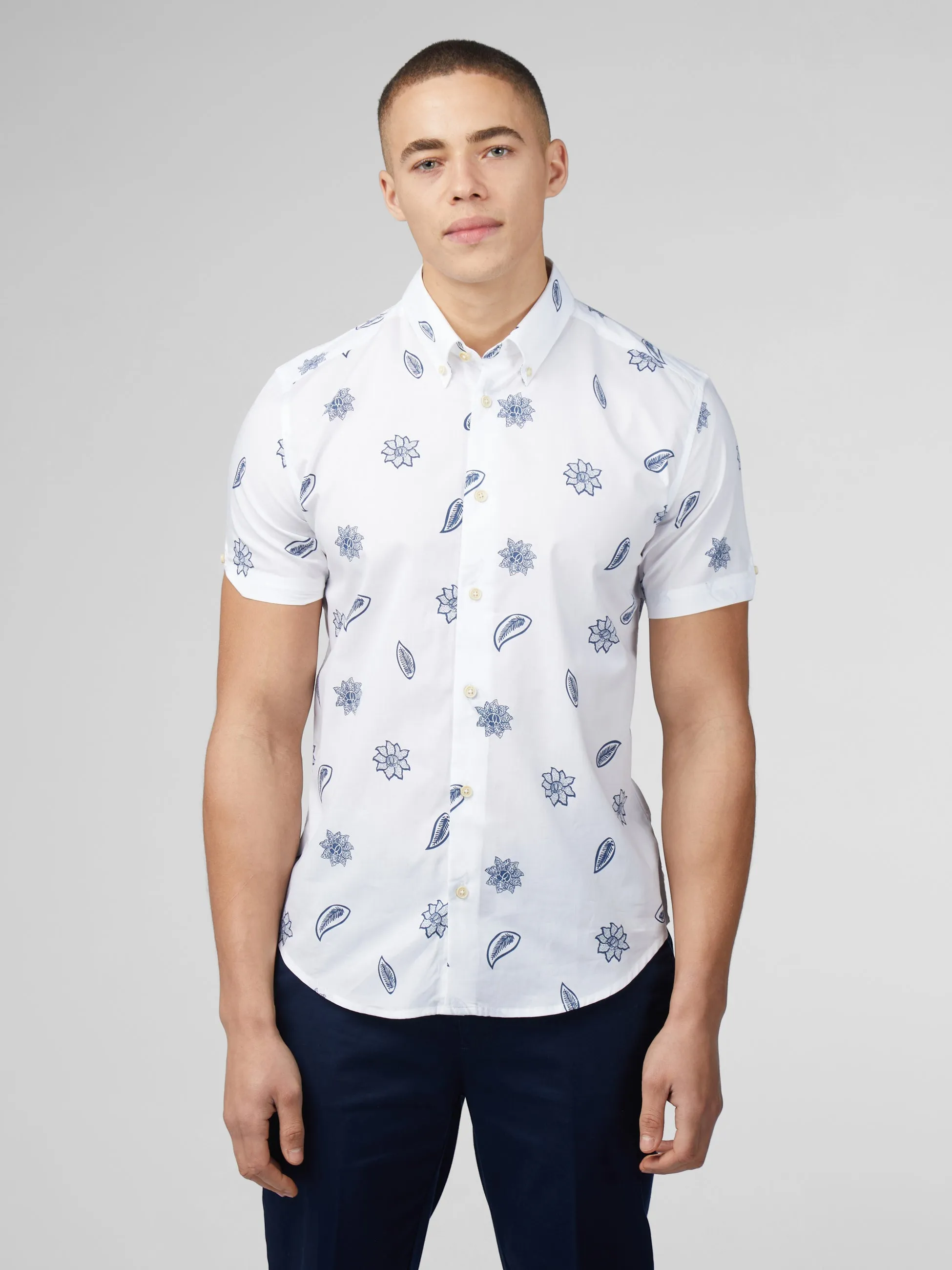 Signature Floral Print Shirt - Snow White