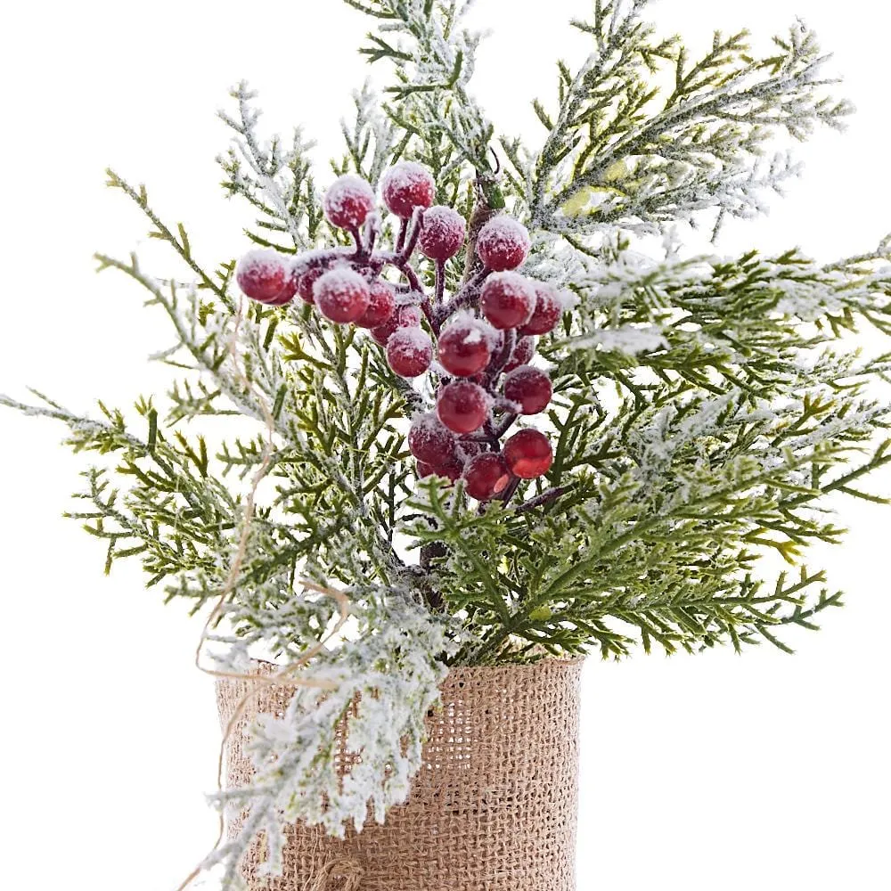 Snow Capped Tree With Burlap (31cm)