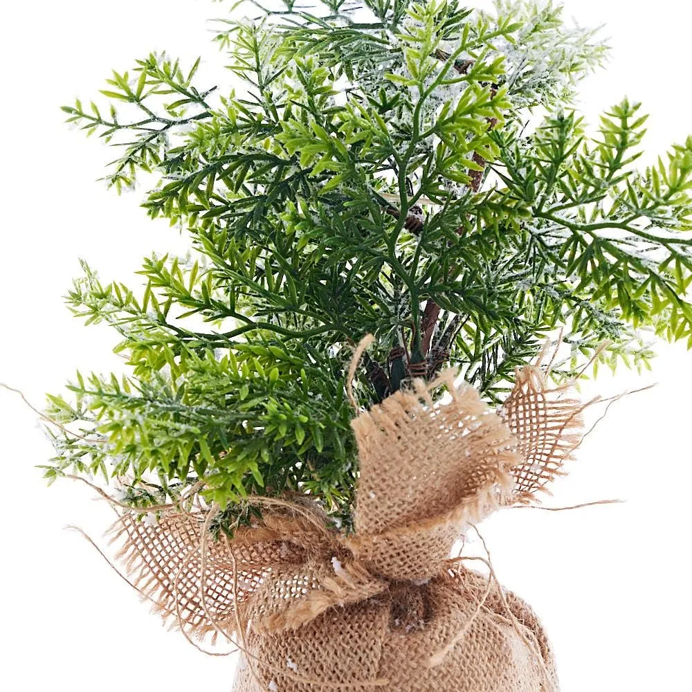 Snow Capped Tree With Burlap (31cm)