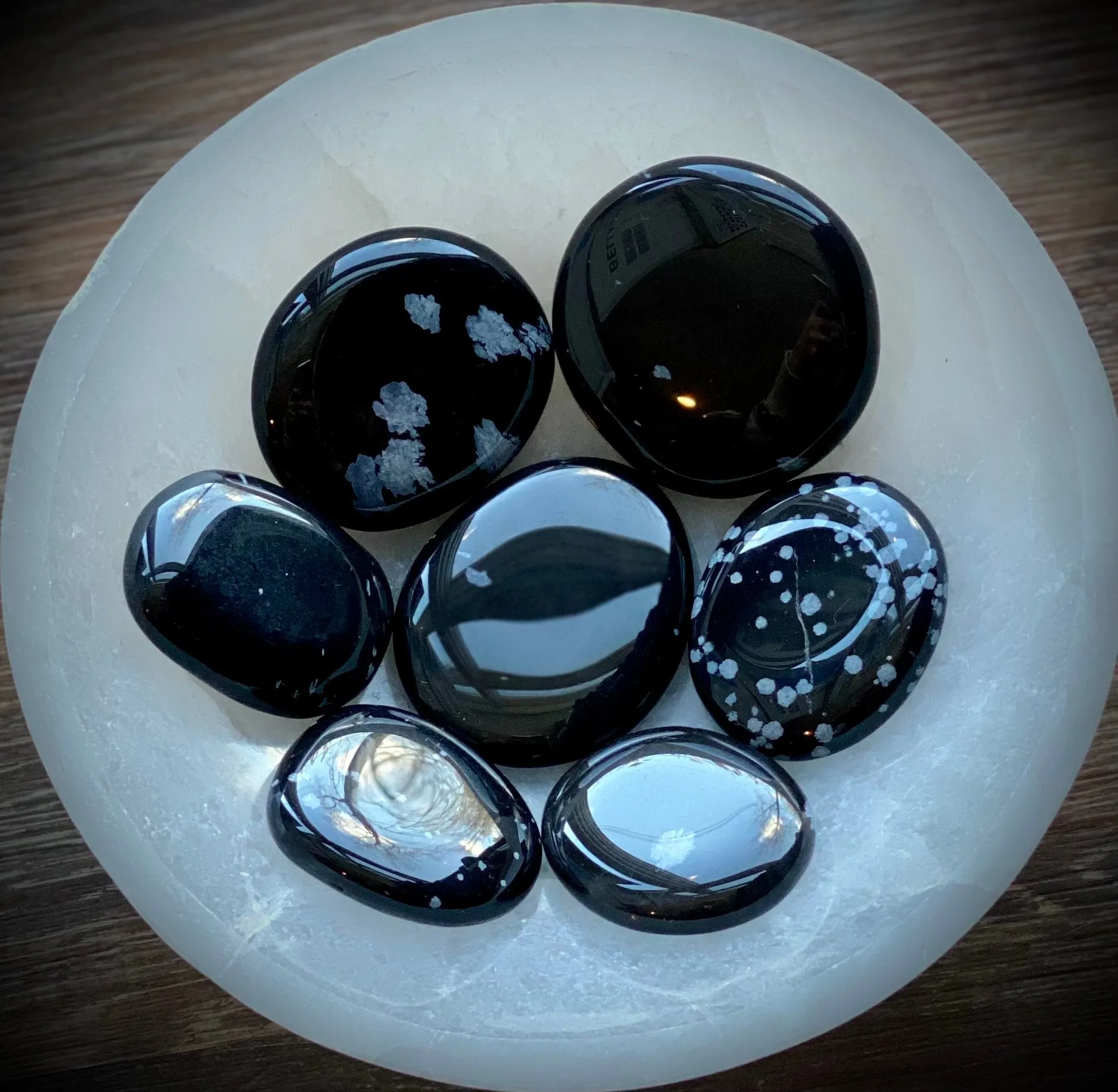 Snow Flake Obsidian Smooth Stone, Grounding   Balance