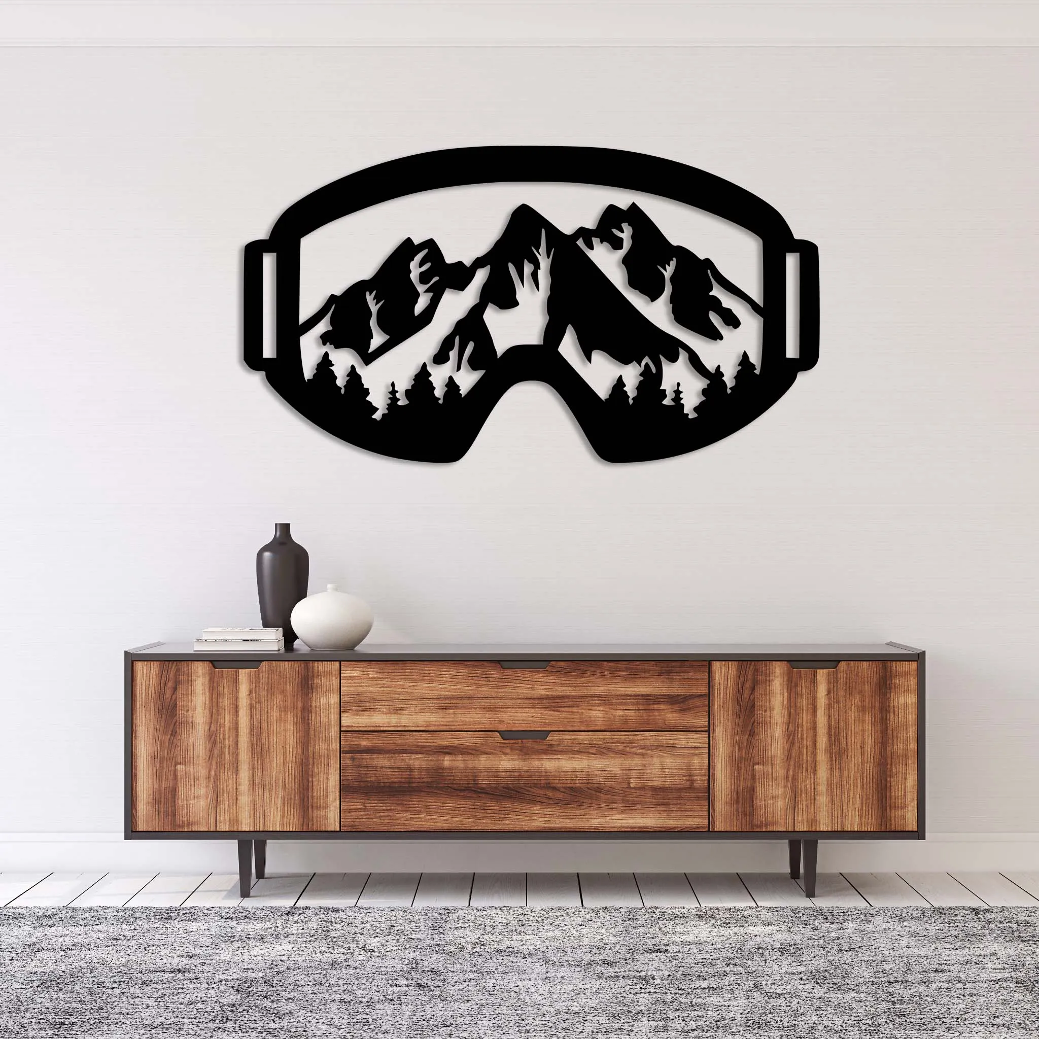 Snow Mountain Goggles - Metal Wall Art