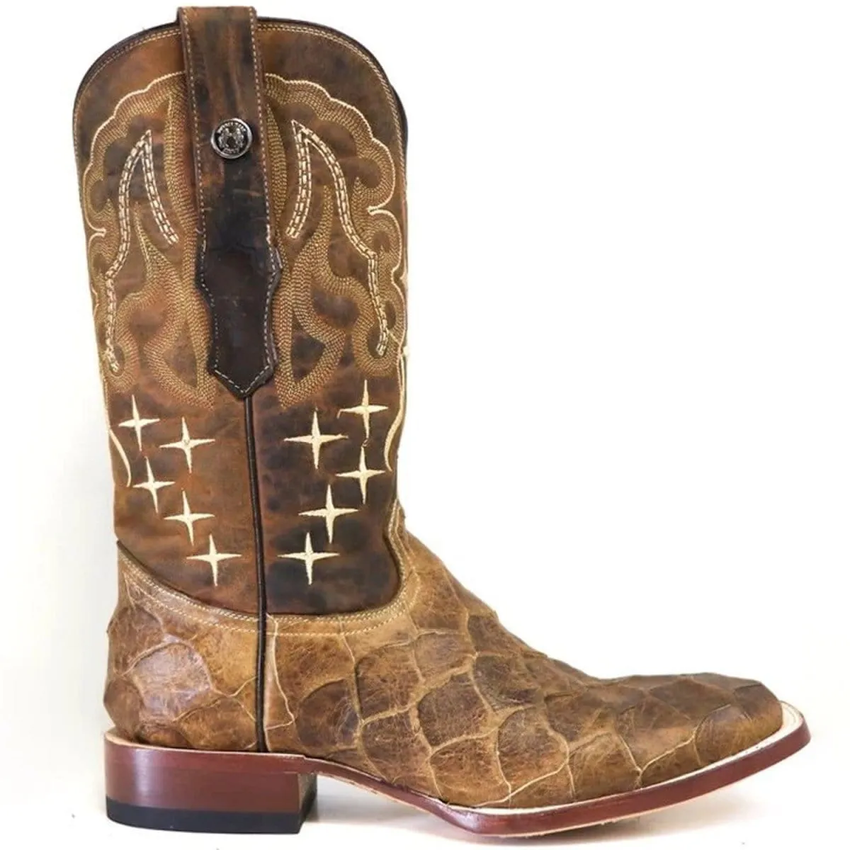 Tanner Mark Men's Print Monster Fish Square Toe Boots Honey TM207016