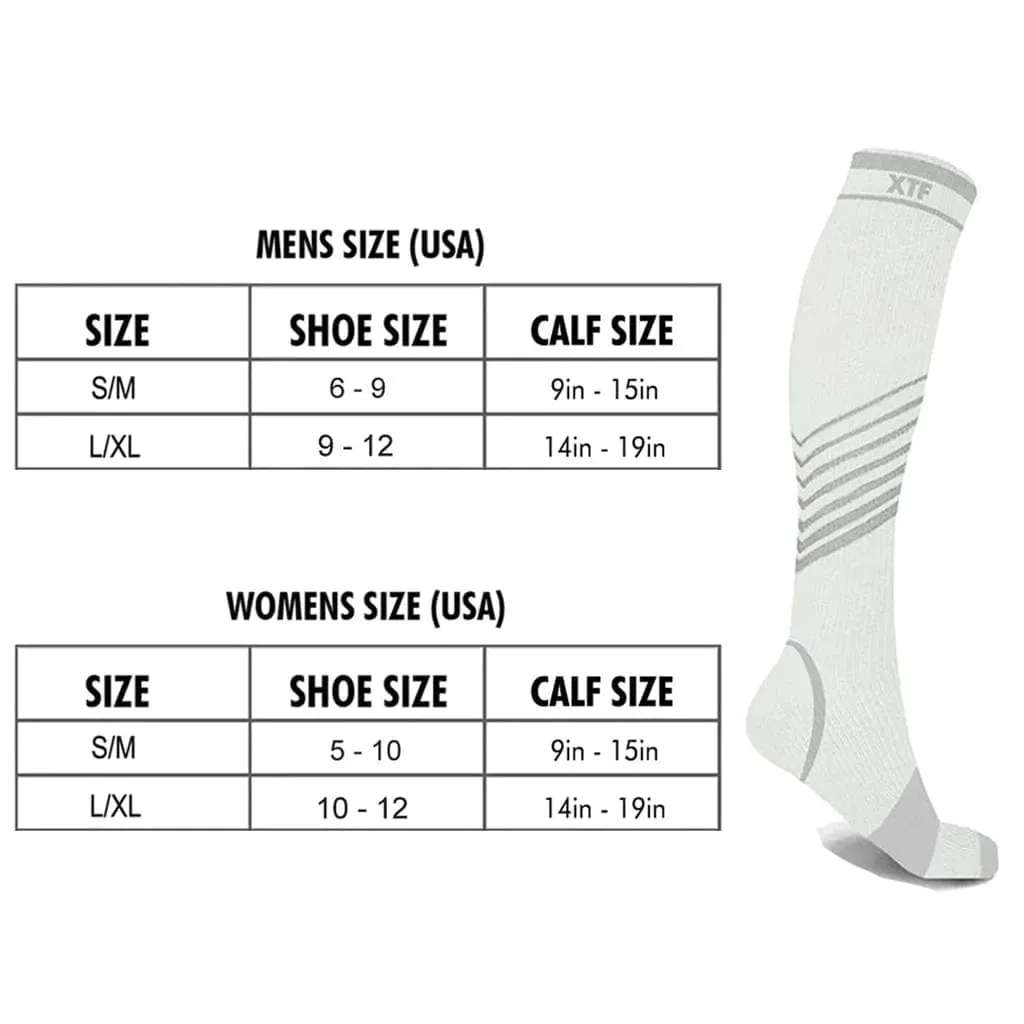 Ultra V-Striped White Edition Knee-High Compression Socks (6-Pairs)