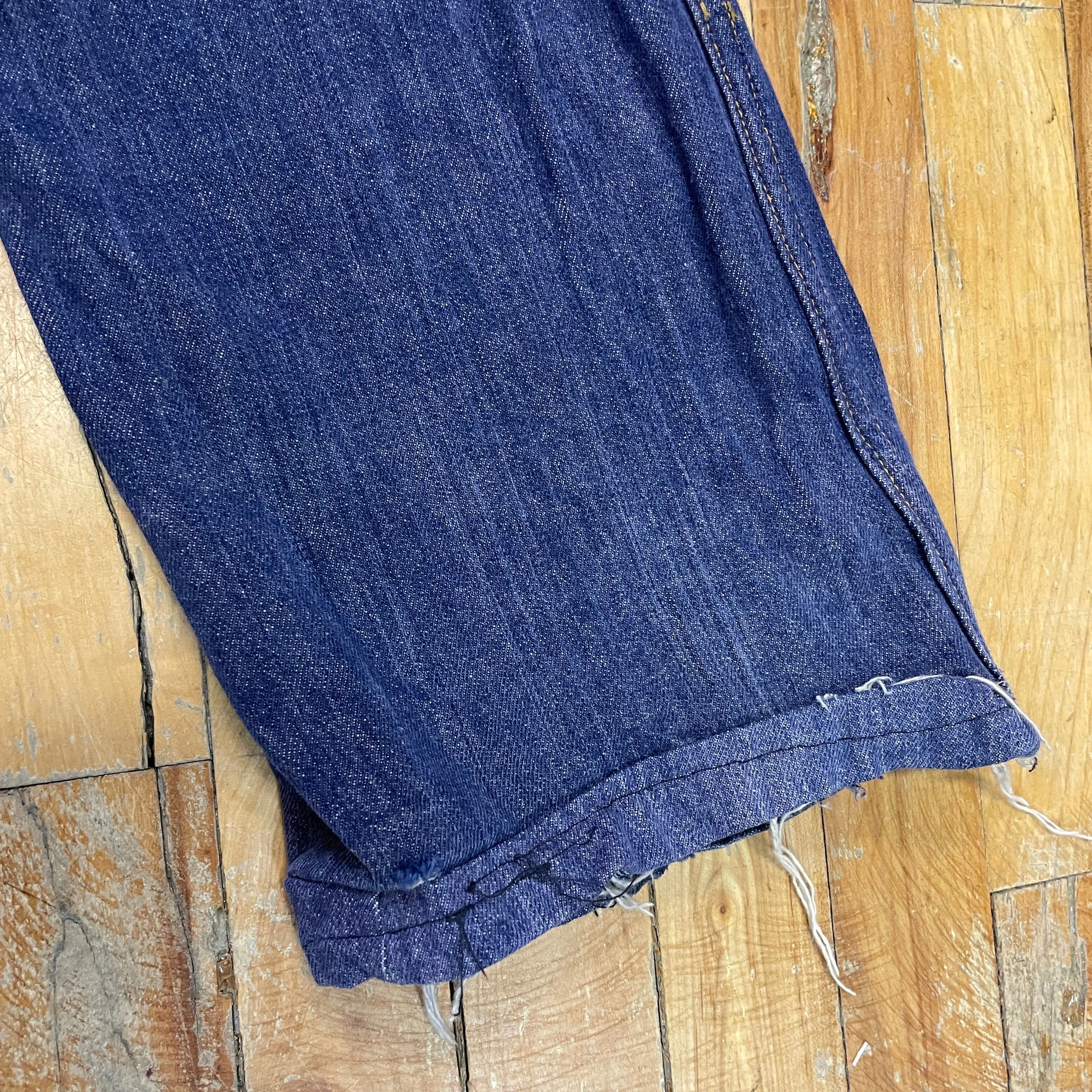 Vintage Mended Indigo Denim Boot Cut Jeans 28" Waist