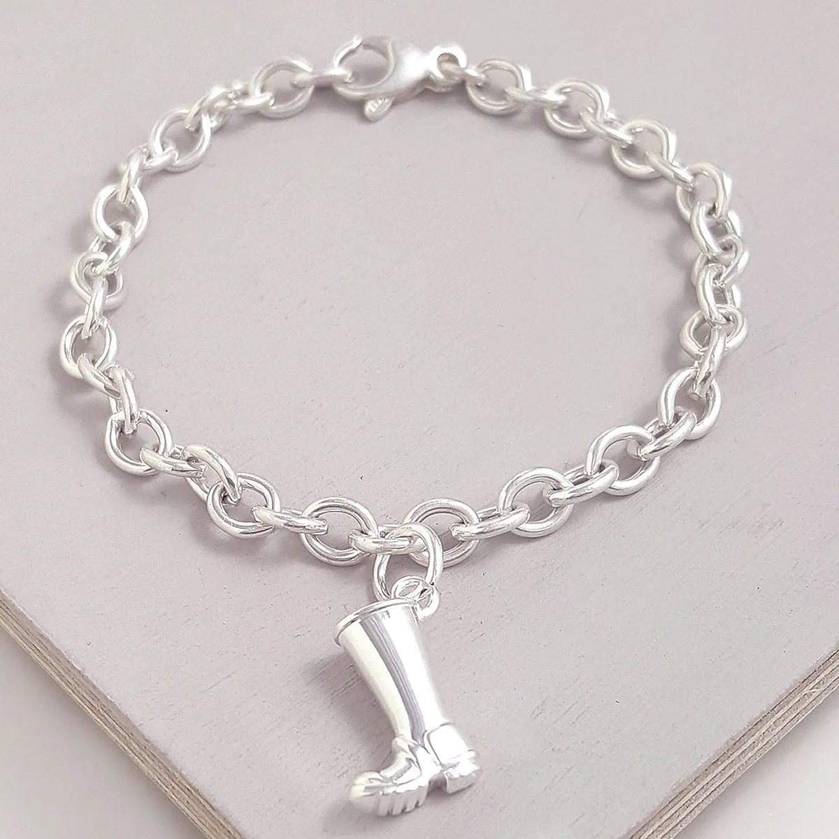 Welly Boot Personalised Silver Charm