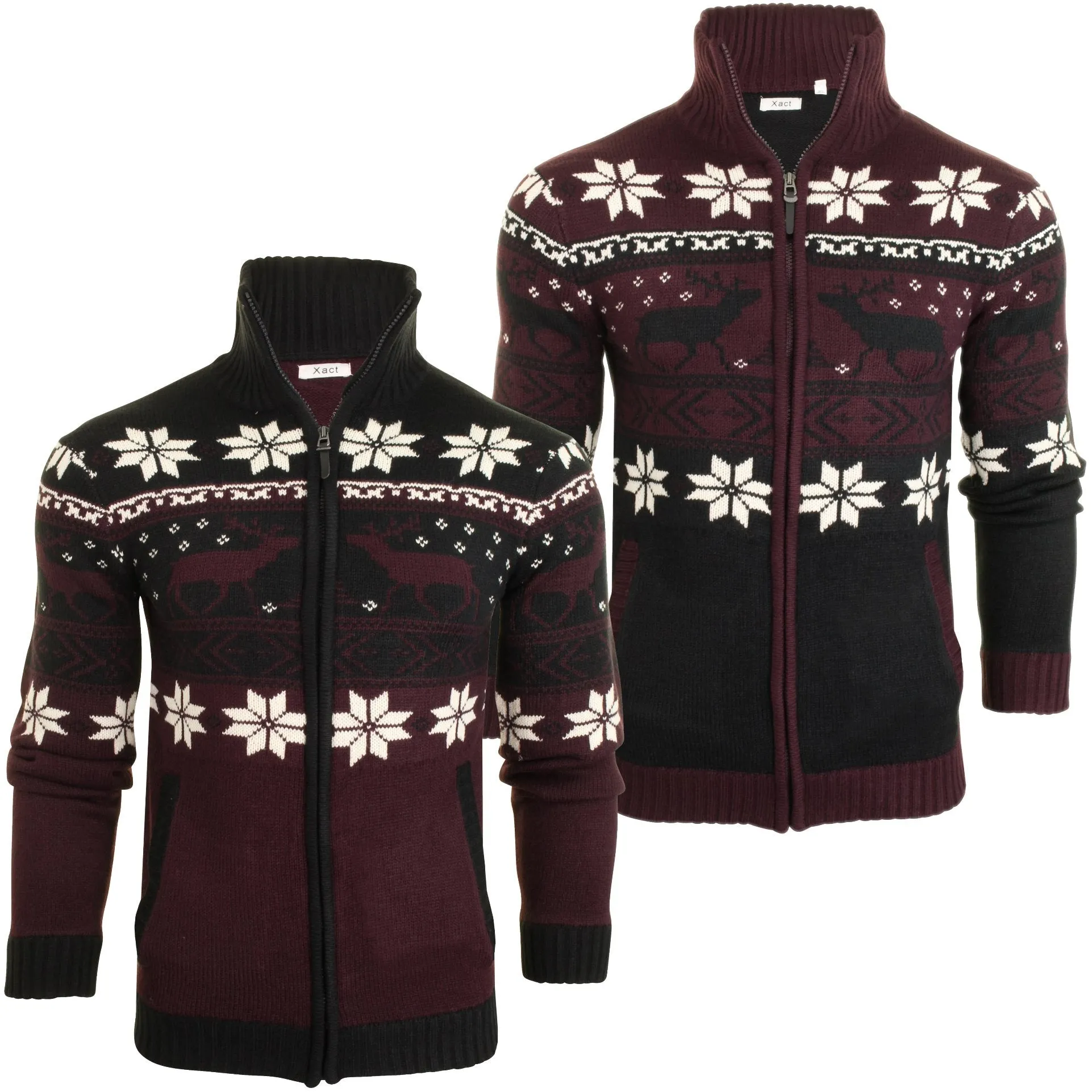 Xact Mens Xmas  Christmas snow flake Jumper/ Cardigan